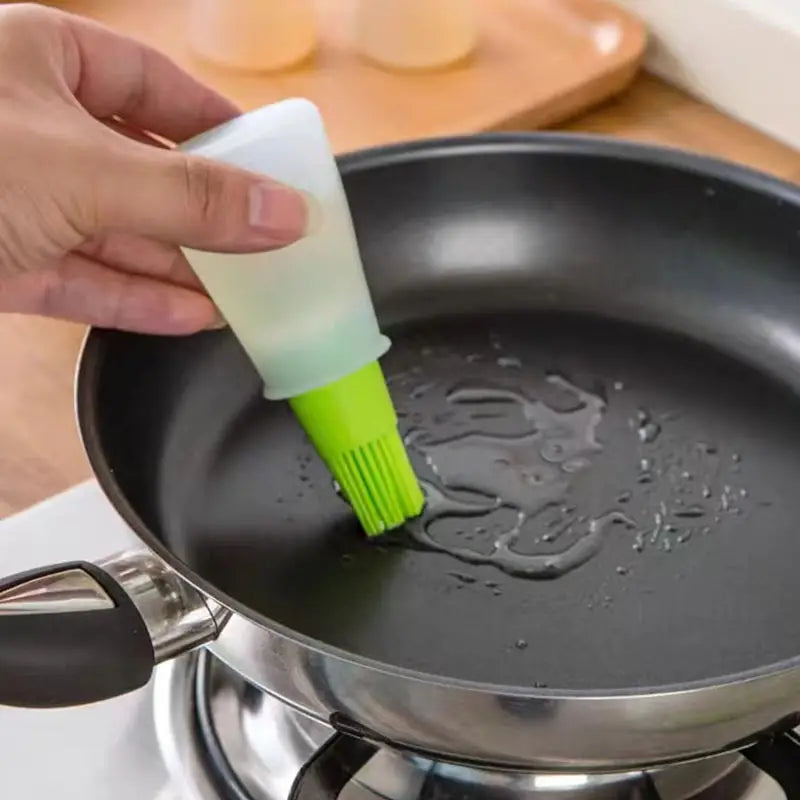 Silicone Oil Bottle Brush with Cap for Cooking and Basting