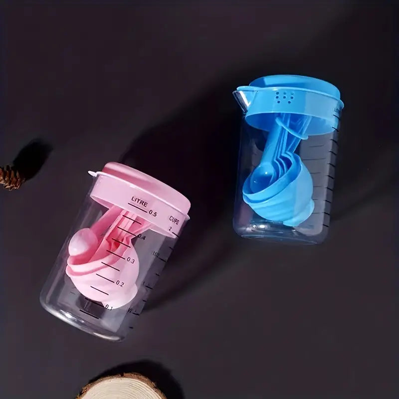 7-Piece Plastic Measuring Cup and Spoon Set for Baking