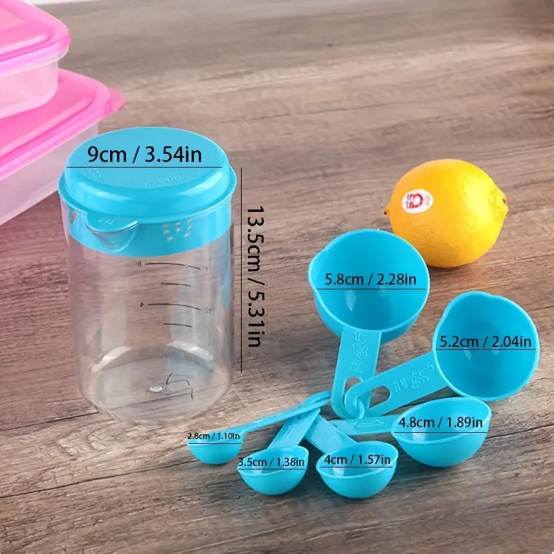 7-Piece Plastic Measuring Cup and Spoon Set for Baking