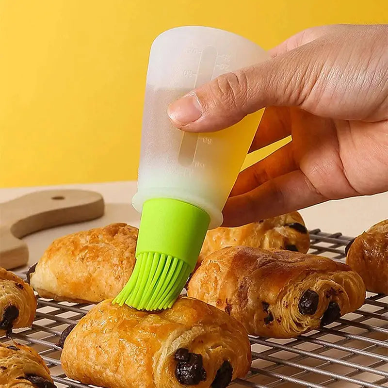 Silicone Oil Bottle Brush with Cap for Cooking and Basting