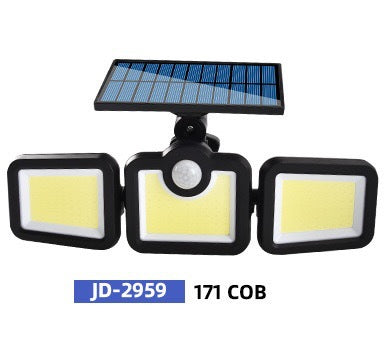 New Solar LED Three-Head Wall Light for Outdoors