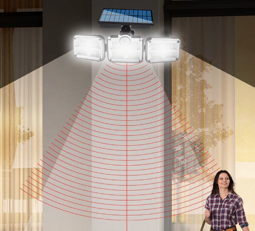New Solar LED Three-Head Wall Light for Outdoors