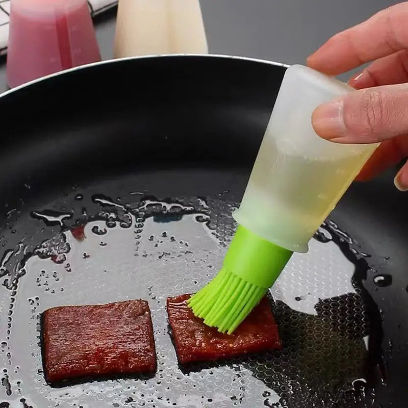 Silicone Oil Bottle Brush with Cap for Cooking and Basting