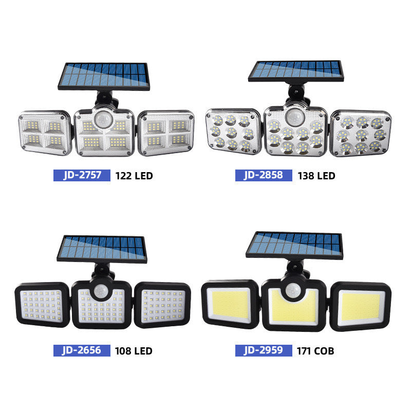 New Solar LED Three-Head Wall Light for Outdoors