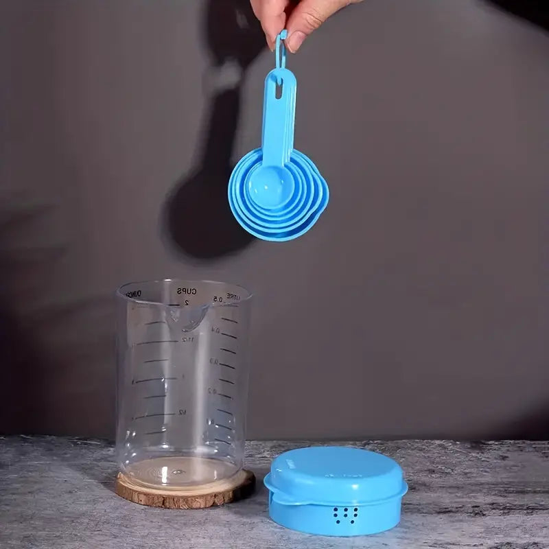 7-Piece Plastic Measuring Cup and Spoon Set for Baking